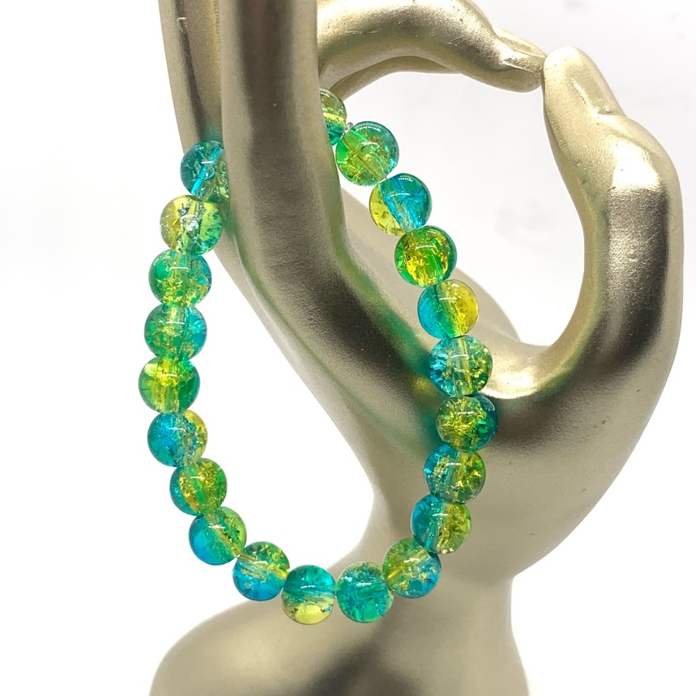 [The Mix] Stretchy Elastic Glass and Crackle Beaded Bracelet
